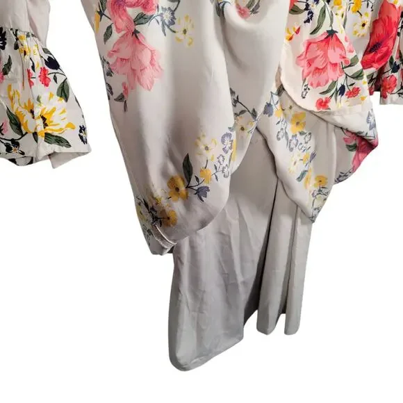 NWT Old Navy Tall M Floral Bell Sleeve Midi Dress White Pink - Picture 5 of 10